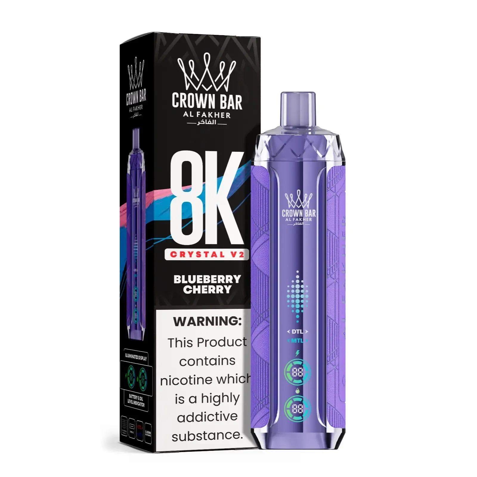 Al Fakher Crown Bar Crystal V2 8000 Peach Ice - Image 4