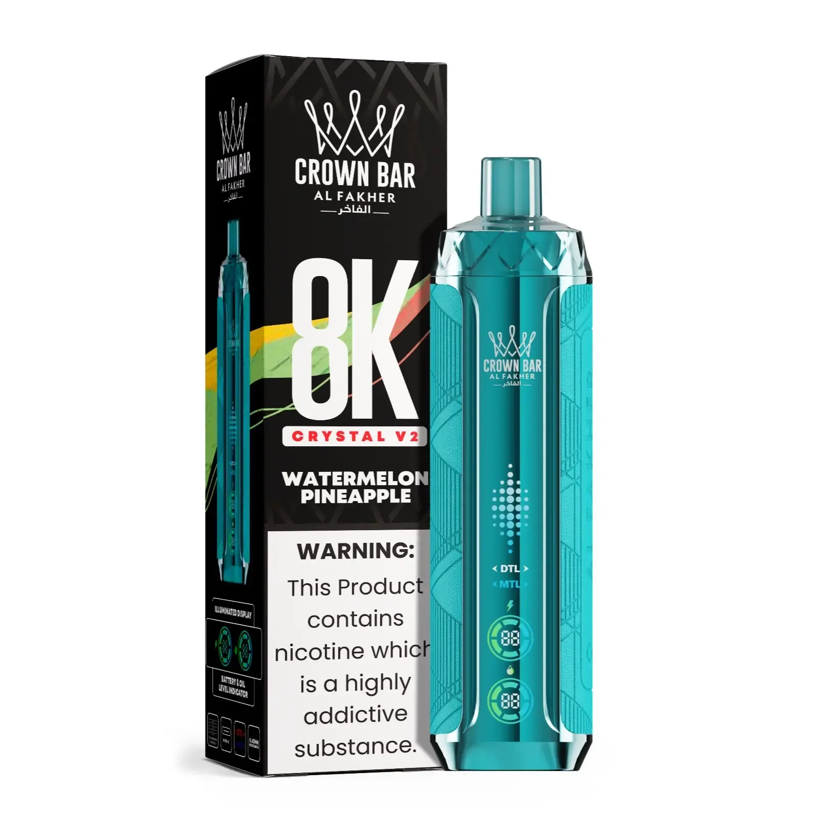 Al Fakher Crown Bar Crystal V2 8000 Peach Ice - Image 3