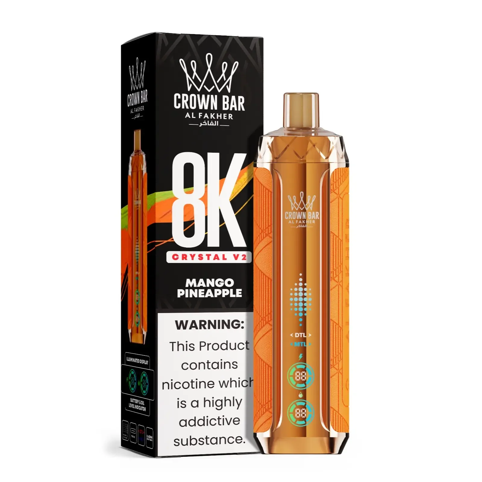 Al Fakher Crown Bar Crystal V2 8000 Peach Ice - Image 9