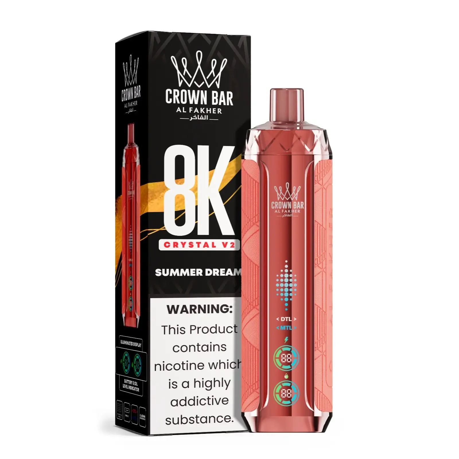 Al Fakher Crown Bar Crystal V2 8000 Peach Ice - Image 10
