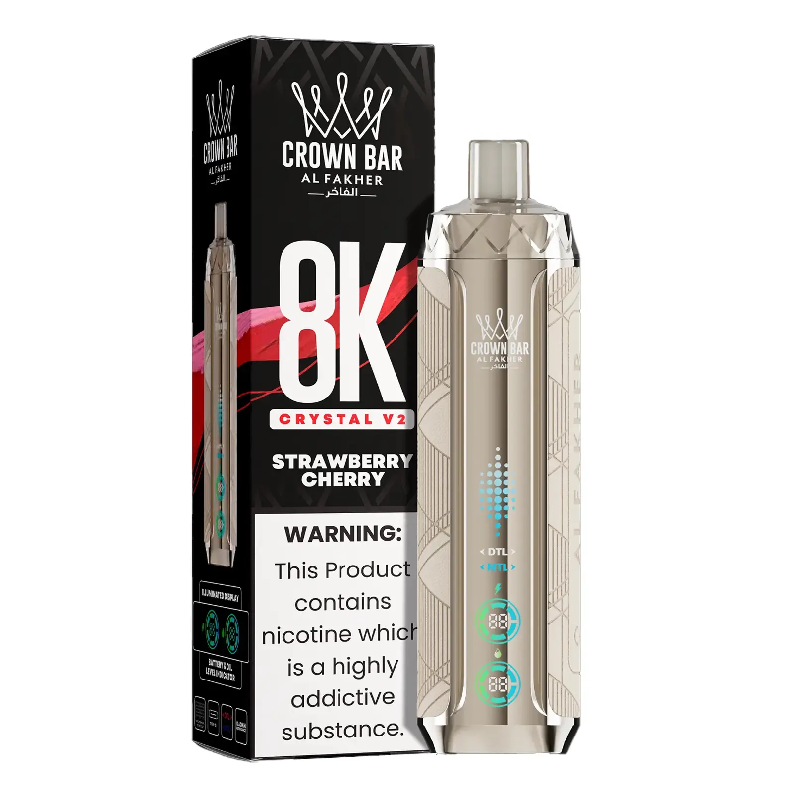 Al Fakher Crown Bar Crystal V2 8000 Peach Ice - Image 7