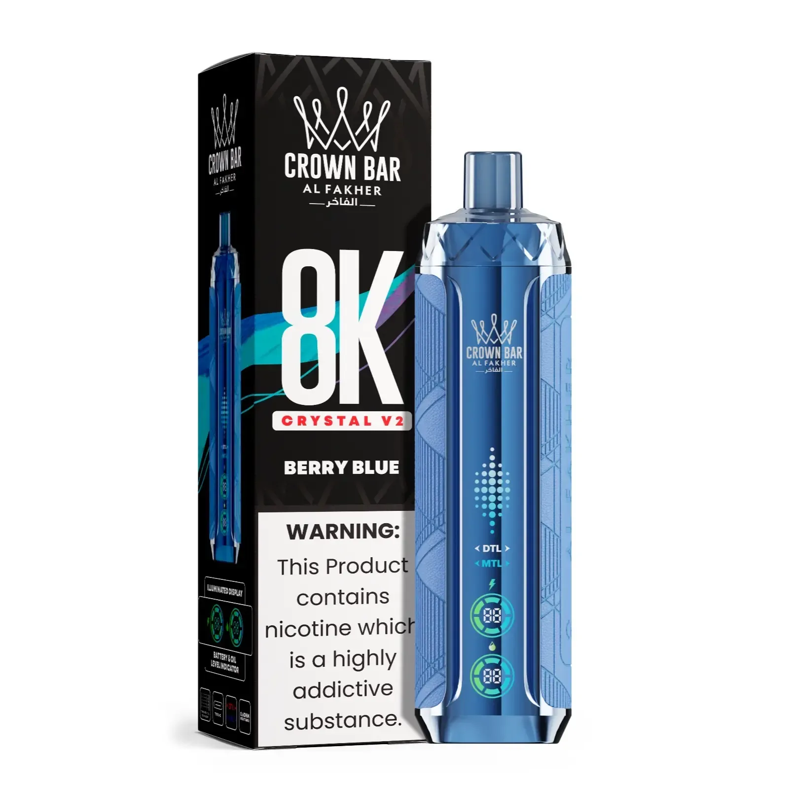 Al Fakher Crown Bar Crystal V2 8000 Peach Ice